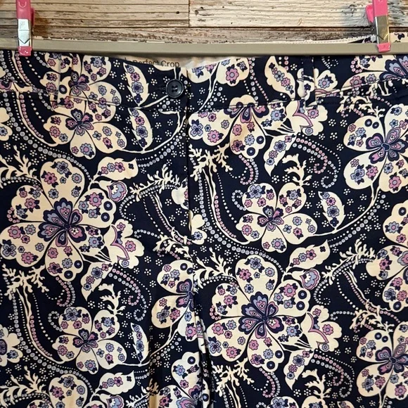 Talbots Cropped Pants in Purple and White Floral - Picture 2 of 5